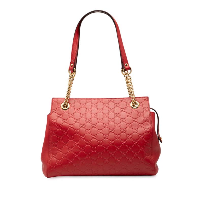 Guccissima Chain Tote Bag 453773 Red Leather Women's Gucci