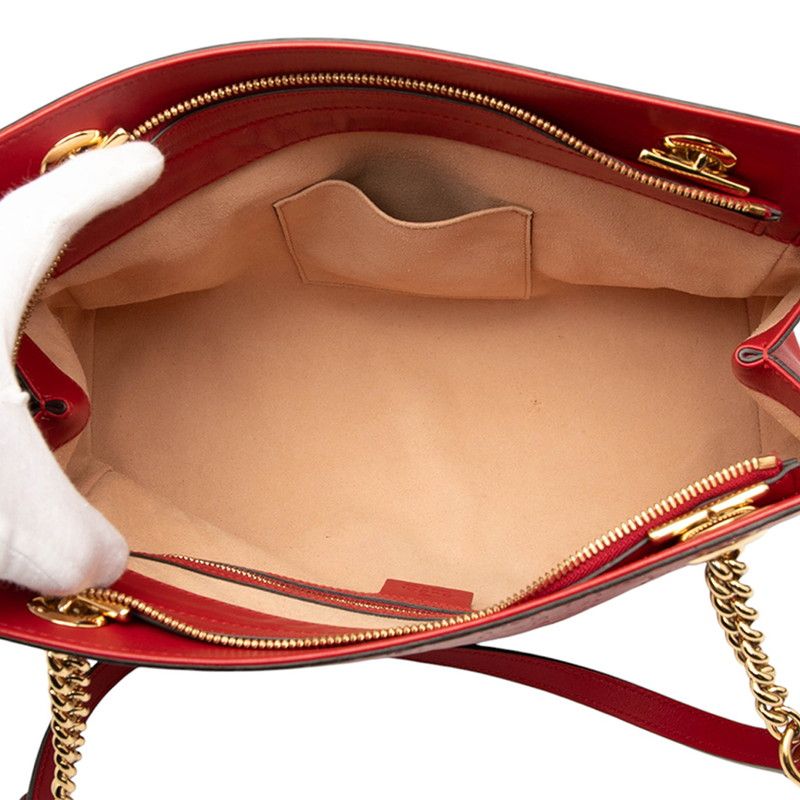 Guccissima Chain Tote Bag 453773 Red Leather Women's Gucci