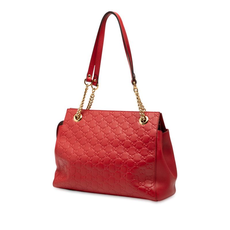 Guccissima Chain Tote Bag 453773 Red Leather Women's Gucci