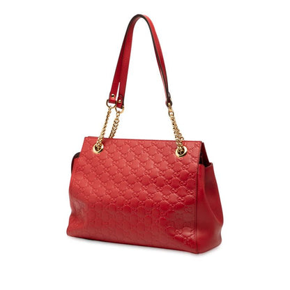 Guccissima Chain Tote Bag 453773 Red Leather Women's Gucci
