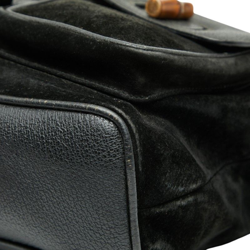 Gucci Bamboo Backpack 003 2058 0016 Black Suede Leather Women's Gucci