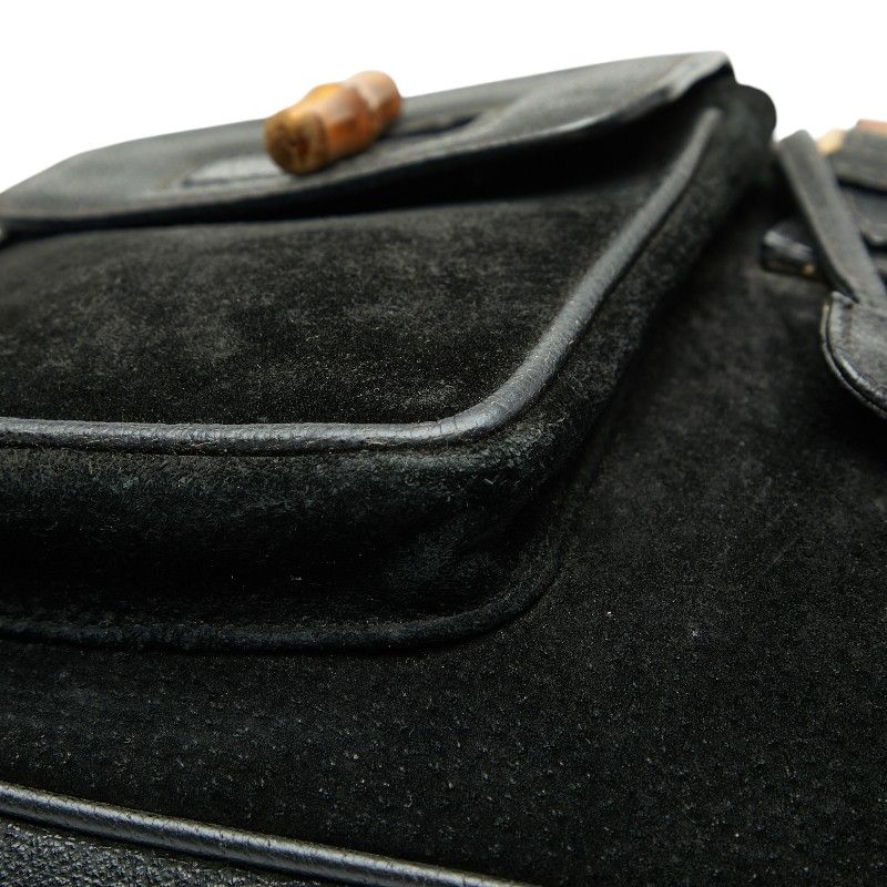 Gucci Bamboo Backpack 003 2058 0016 Black Suede Leather Women's Gucci