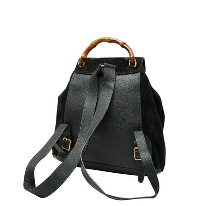 Gucci Bamboo Backpack 003 2058 0016 Black Suede Leather Women's Gucci