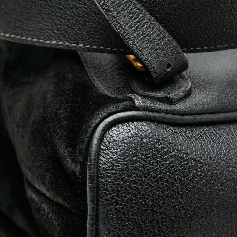 Gucci Bamboo Backpack 003 2058 0016 Black Suede Leather Women's Gucci