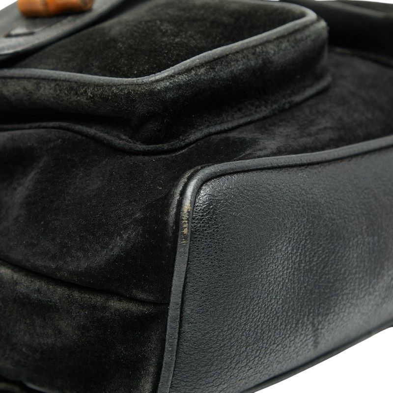 Gucci Bamboo Backpack 003 2058 0016 Black Suede Leather Women's Gucci