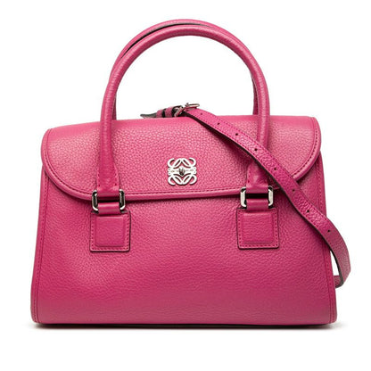 Loewe Anagram Alamo 28 Handbag Shoulder Bag 2WAY Pink Leather Women Loewe