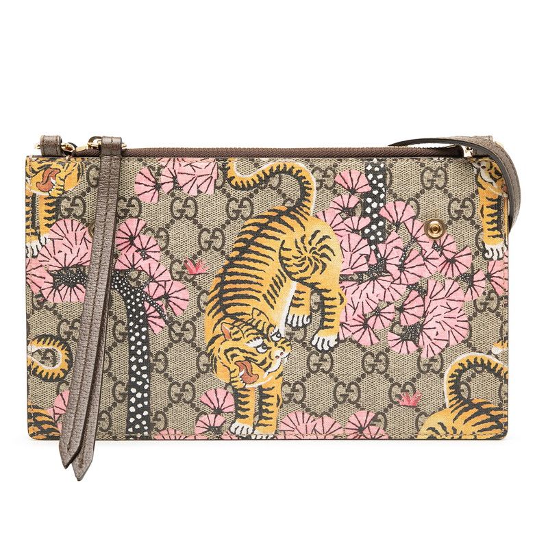Gucci GG Supreme Bengal Taiga Flower Crossbody Shoulder Bag 454111 Beige