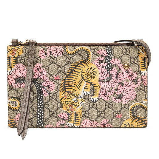 Gucci GG Supreme Bengal Taiga Flower Crossbody Shoulder Bag 454111 Beige