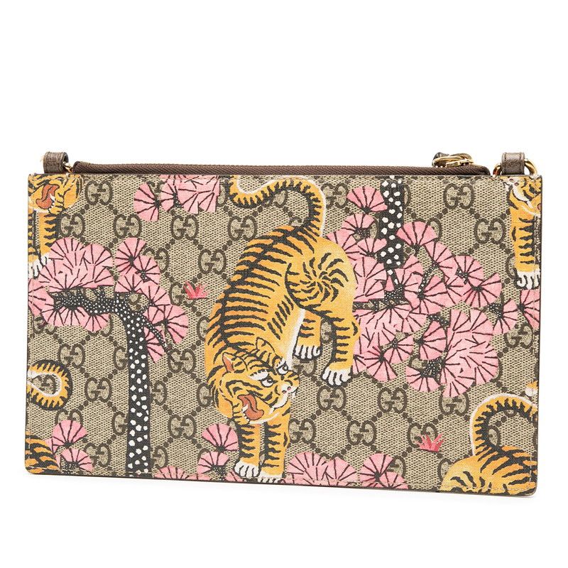 Gucci GG Supreme Bengal Taiga Flower Crossbody Shoulder Bag 454111 Beige