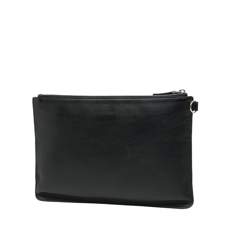 Fendi Monster Bug's Eye Clutch Bag Second Bag Pouch 7n0078 Black Leather Women