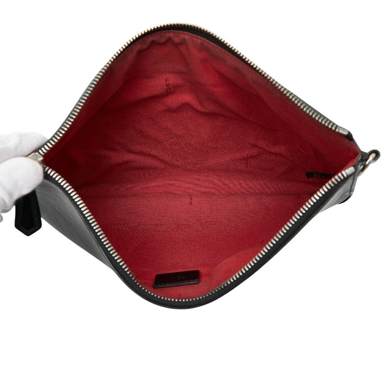 Fendi Monster Bug's Eye Clutch Bag Second Bag Pouch 7n0078 Black Leather Women