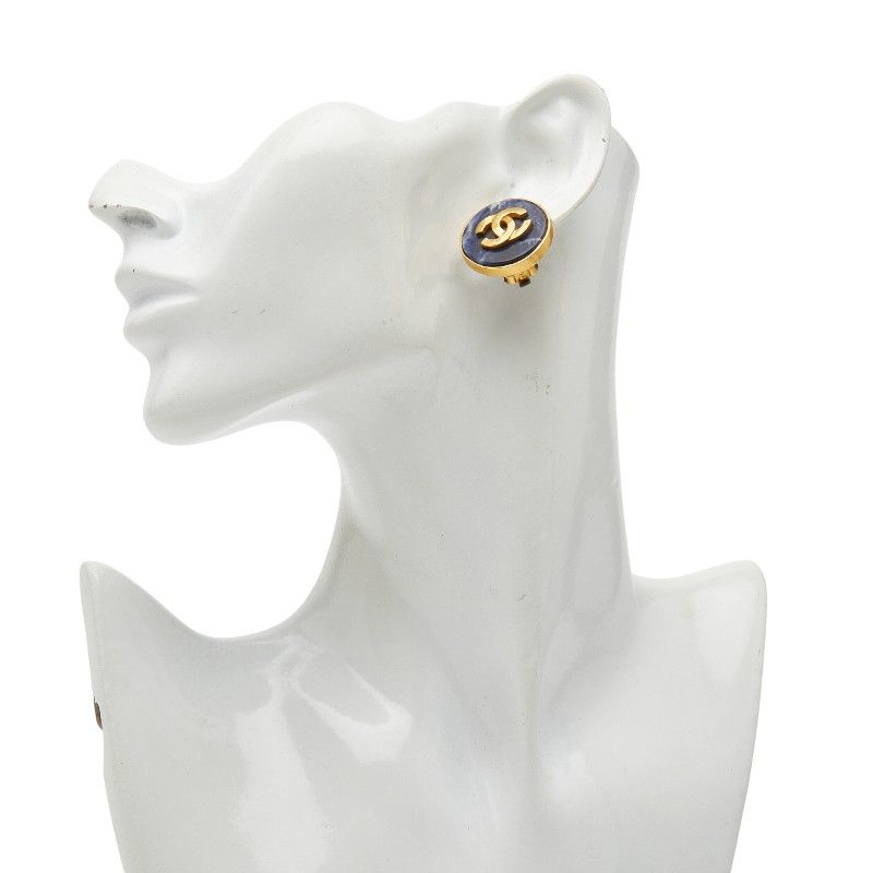 Chanel Coco Mark Gold Blue Plated Ladies Chanel