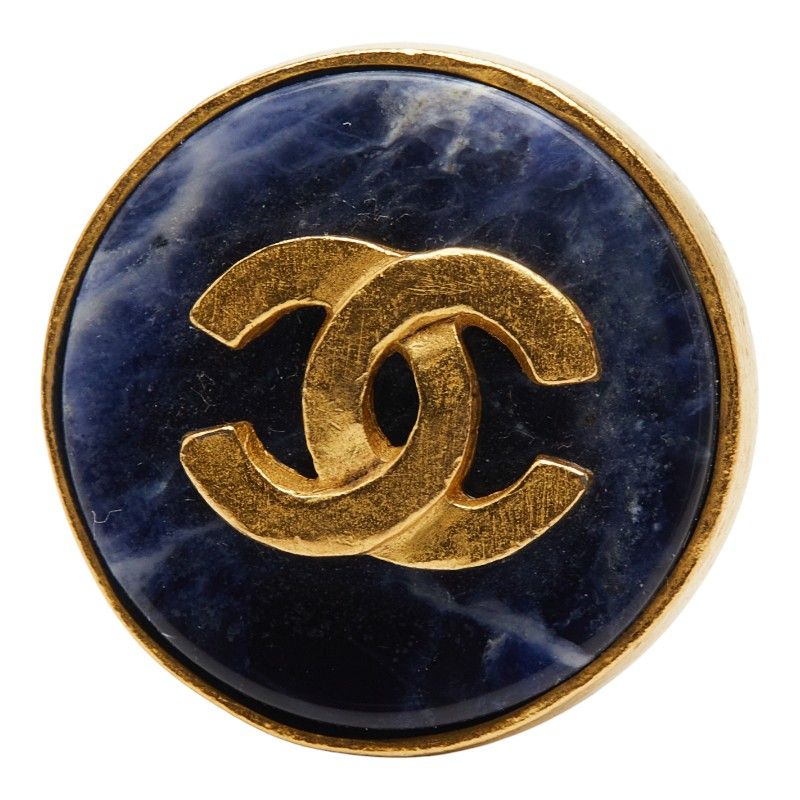 Chanel Coco Mark Gold Blue Plated Ladies Chanel