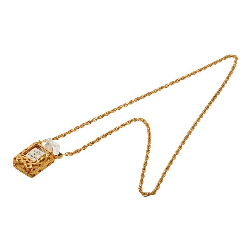 Chanel Vintage Parfum No5 Bottle (opened) Perfume Case Necklace Fragrance Case