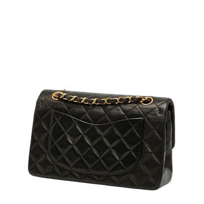 Chanel Coco Mark Matelasse 23 Double Flap Chain Shoulder Bag Black Lambskin