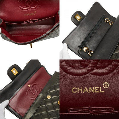 Chanel Coco Mark Matelasse 23 Double Flap Chain Shoulder Bag Black Lambskin