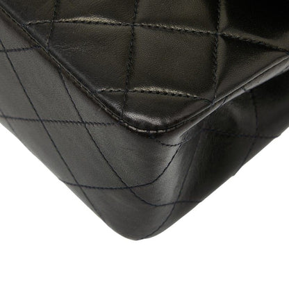 Chanel Coco Mark Matelasse 23 Double Flap Chain Shoulder Bag Black Lambskin