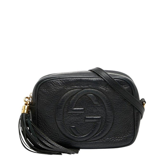 Gucci Interlocking G Soho Disco Bag Crossbody Shoulder Bag 308364 Black Leather