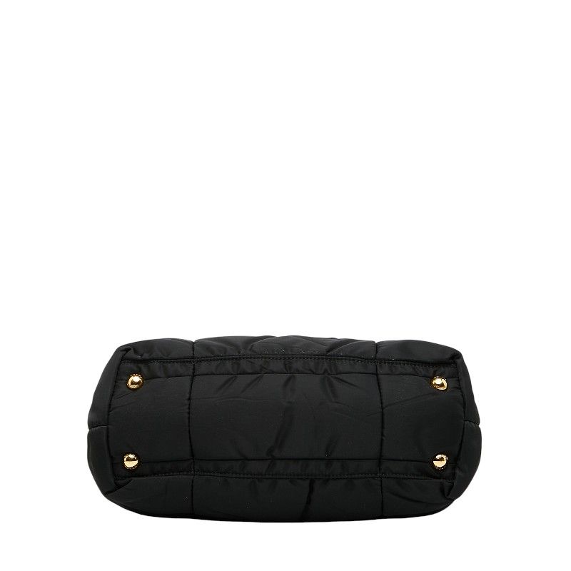 Prada Triangle Logo Plate Handbag Shoulder Bag 2WAY Bn1596 Black Nylon Enamel