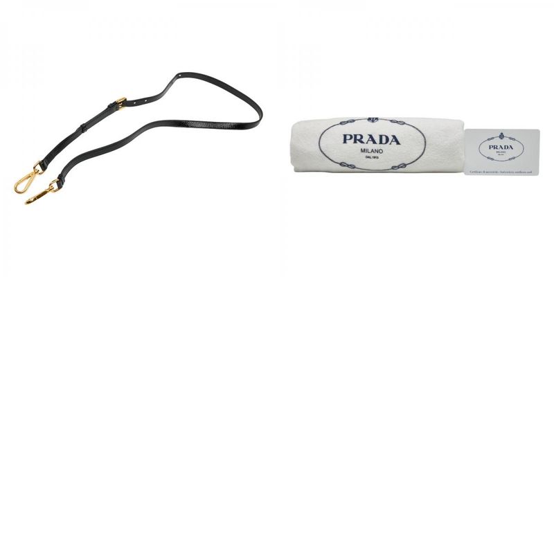 Prada Triangle Logo Plate Handbag Shoulder Bag 2WAY Bn1596 Black Nylon Enamel