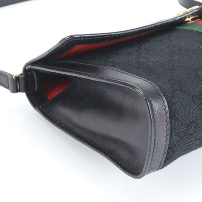 Vintage Old Gucci GG Canvas Sherry Line 37-039 Leather Shoulder Bag Crossbody