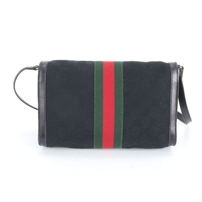 Vintage Old Gucci GG Canvas Sherry Line 37-039 Leather Shoulder Bag Crossbody