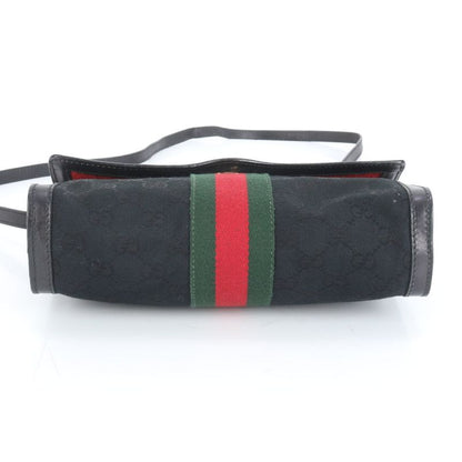 Vintage Old Gucci GG Canvas Sherry Line 37-039 Leather Shoulder Bag Crossbody