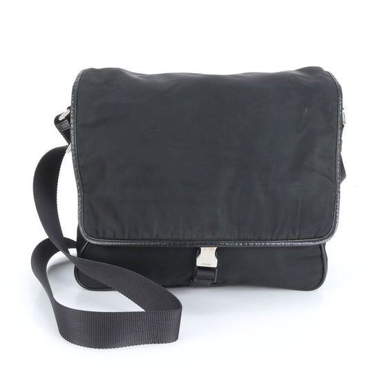 Prada Tessuto Nylon Triangle Logo Leather Shoulder Bag Crossbody Messenger