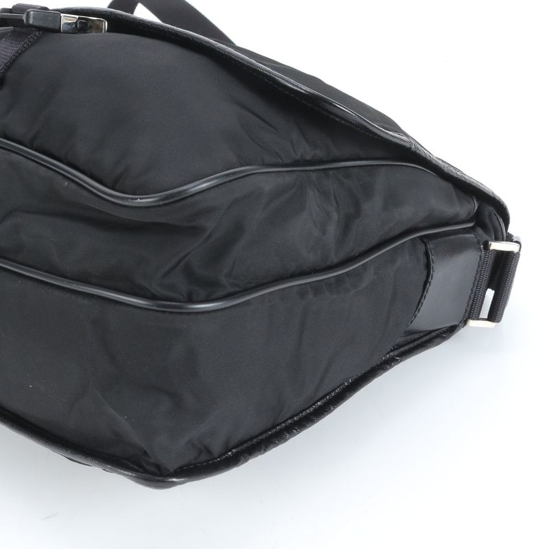 Prada Tessuto Nylon Triangle Logo Leather Shoulder Bag Crossbody Messenger