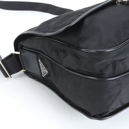 Prada Tessuto Nylon Triangle Logo Leather Shoulder Bag Crossbody Messenger