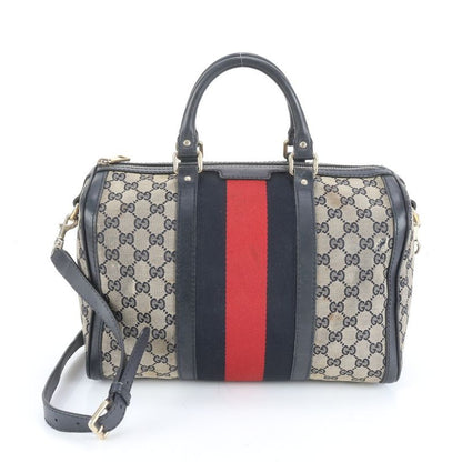 Gucci GG Canvas Leather 2WAY Shoulder Bag Mini Boston Crossbody 247205 Hand