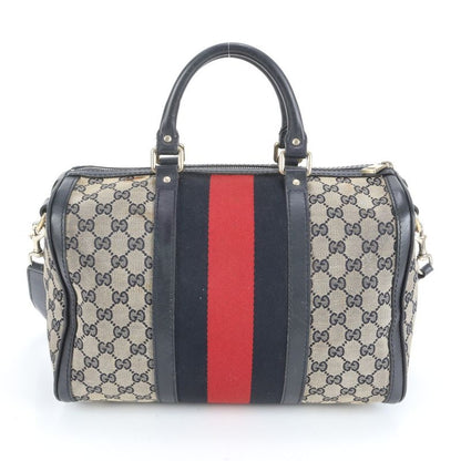 Gucci GG Canvas Leather 2WAY Shoulder Bag Mini Boston Crossbody 247205 Hand