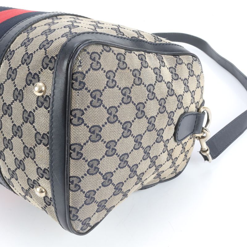Gucci GG Canvas Leather 2WAY Shoulder Bag Mini Boston Crossbody 247205 Hand