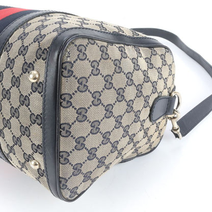Gucci GG Canvas Leather 2WAY Shoulder Bag Mini Boston Crossbody 247205 Hand