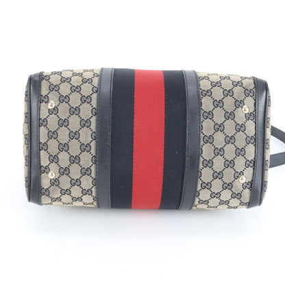 Gucci GG Canvas Leather 2WAY Shoulder Bag Mini Boston Crossbody 247205 Hand