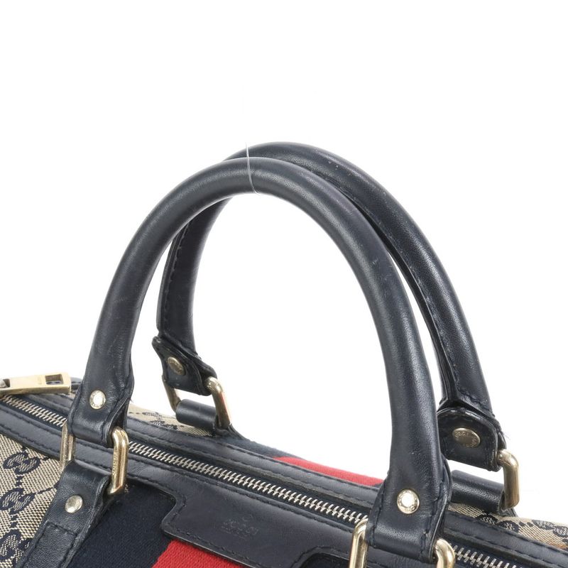 Gucci GG Canvas Leather 2WAY Shoulder Bag Mini Boston Crossbody 247205 Hand