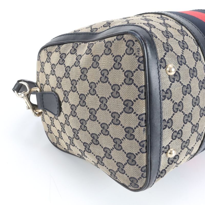 Gucci GG Canvas Leather 2WAY Shoulder Bag Mini Boston Crossbody 247205 Hand