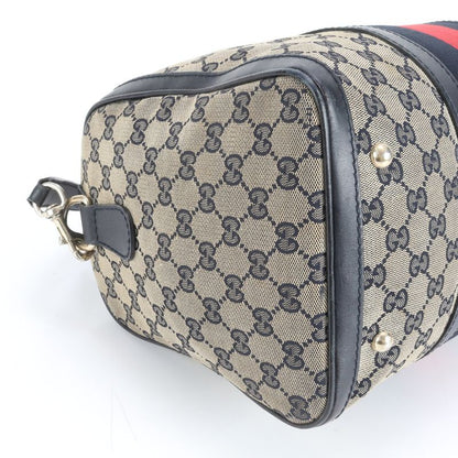 Gucci GG Canvas Leather 2WAY Shoulder Bag Mini Boston Crossbody 247205 Hand