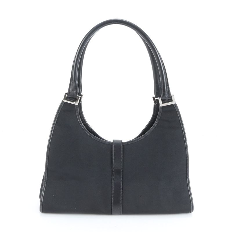Gucci Jackie Leather Tote Bag Shoulder 002 1067 Black Silver Hardware Women's