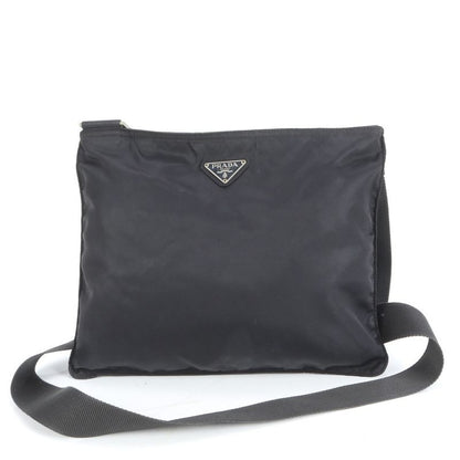 Prada Tessuto Nylon Triangle Logo Leather Shoulder Bag Crossbody Messenger