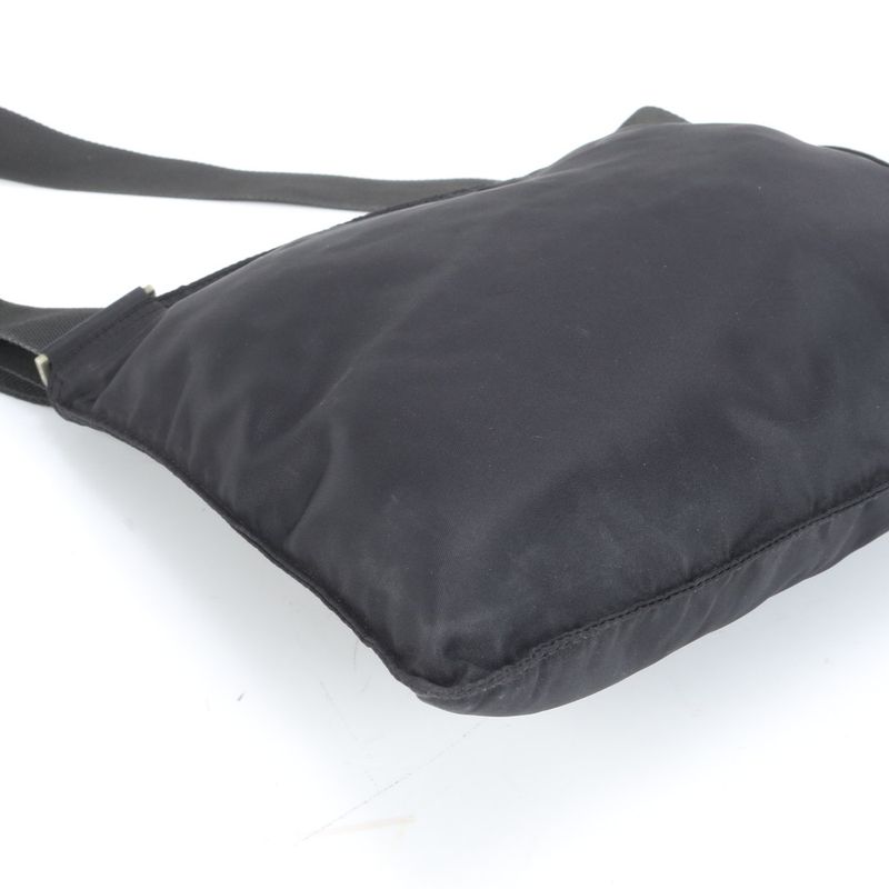Prada Tessuto Nylon Triangle Logo Leather Shoulder Bag Crossbody Messenger