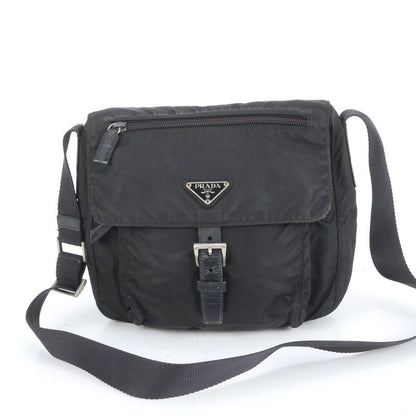 Prada Tessuto Nylon Triangle Logo Leather Shoulder Bag Crossbody Messenger