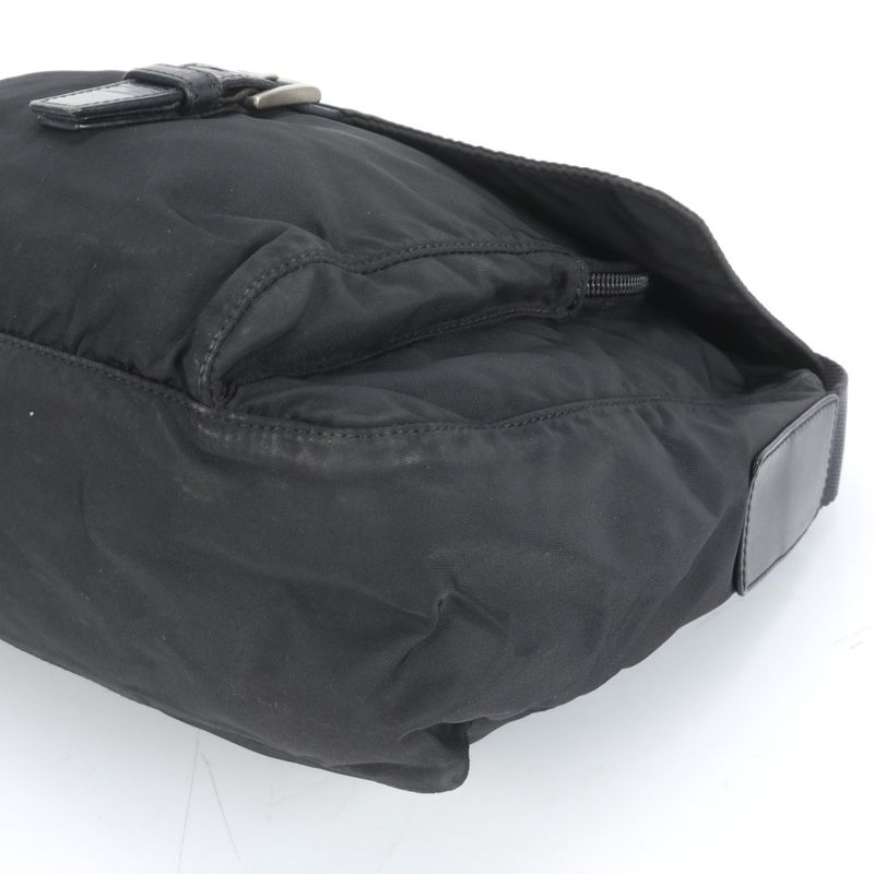 Prada Tessuto Nylon Triangle Logo Leather Shoulder Bag Crossbody Messenger