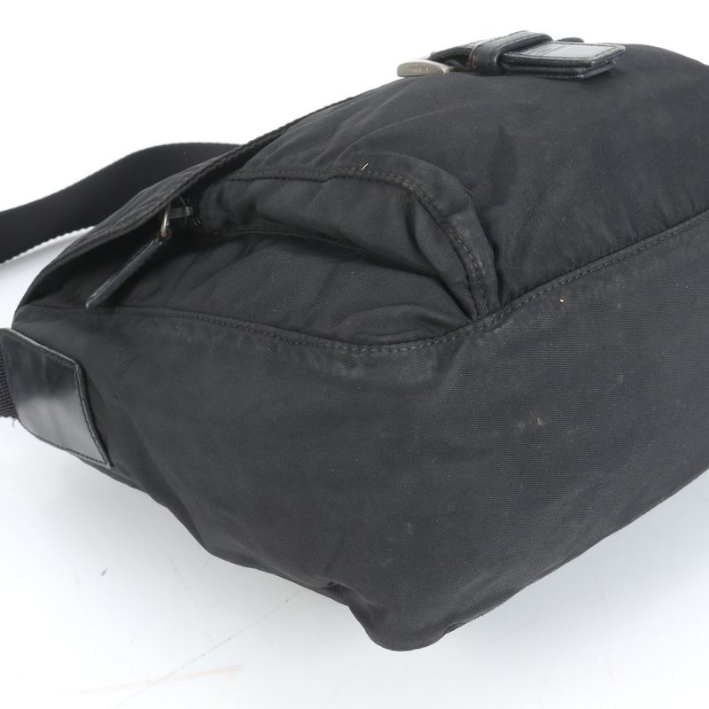 Prada Tessuto Nylon Triangle Logo Leather Shoulder Bag Crossbody Messenger