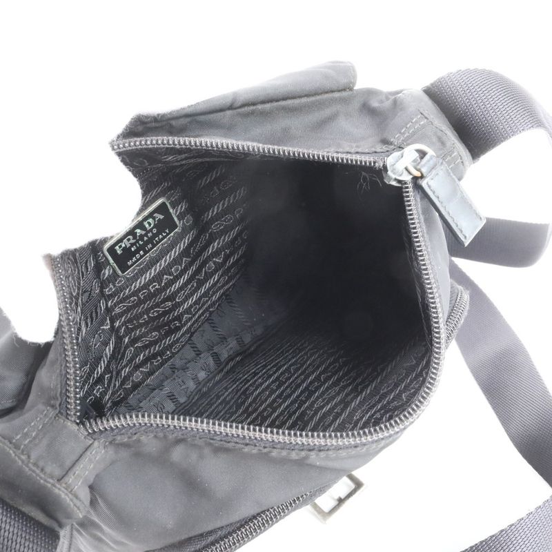 Prada Tessuto Nylon Triangle Logo Leather Shoulder Bag Crossbody Messenger