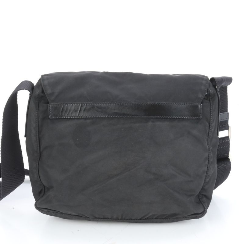 Prada Tessuto Nylon Triangle Logo Leather Shoulder Bag Crossbody Messenger