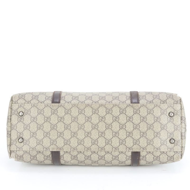 Gucci GG Supreme 114595 Leather Tote Bag Shoulder Beige Brown A4 Ladies EUE