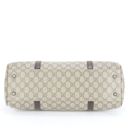Gucci GG Supreme 114595 Leather Tote Bag Shoulder Beige Brown A4 Ladies EUE
