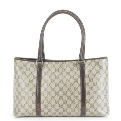 Gucci GG Supreme 114595 Leather Tote Bag Shoulder Beige Brown A4 Ladies EUE