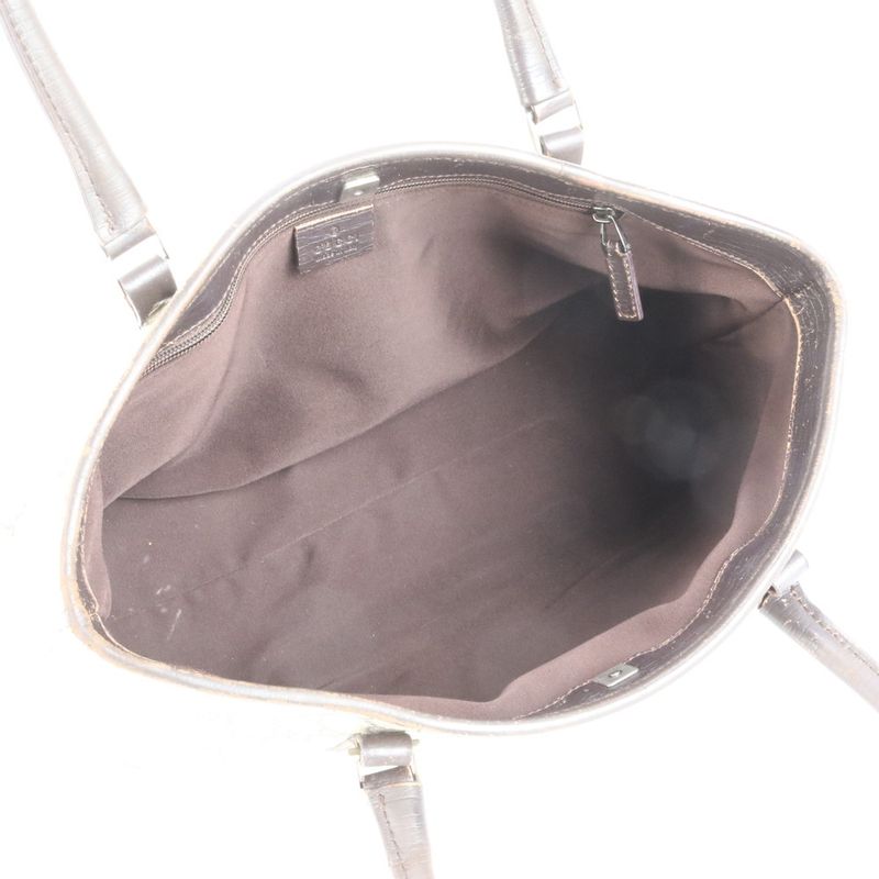 Gucci GG Supreme 114595 Leather Tote Bag Shoulder Beige Brown A4 Ladies EUE